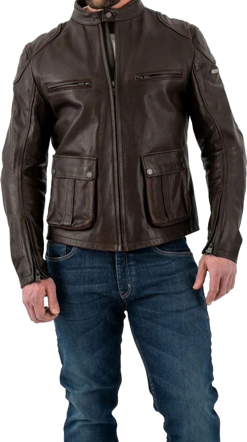Rokker Goodwood, veste en cuir - Marron Foncé - XL