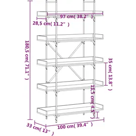 vidaXL Bücherregal 4 Etagen 139 x 33,5 x 149 cm Grau