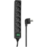 Hama Steckdosenleiste 6-Fach (Mehrfachsteckdose mit 3m Kabel, inkl. Kippschalter, erhöhter Berührungsschutz, Steckplätze um 45 Grad gedreht, Steckerleiste GS geprüft, max. 3500 W) schwarz