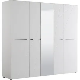 INOSIGN Kleiderschrank "Ksanti", weiß, B:223,5cm H:206cm T:55,5cm, Glas, MDF, Spanplatte, Schränke, Kleiderschrank, hochglänzende Front, mit Spiegel