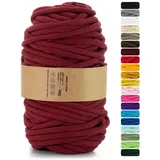 Netuno 1x Makramee Garn Bordeaux 9 mm 50 m Makramee Kordel Baumwolle mit Polyesterkern Baumwollkordel Schnur Bastelgarn farbig für Dekoration Wandbehang Blumenampel Cotton Cord Macrame