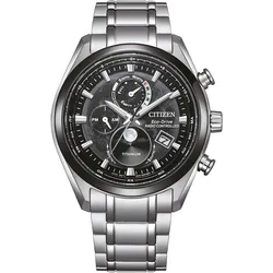 Funkchronograph CITIZEN "BY1018-80E", silber (titansilberfarben), Armbanduhren, Herren, Armbanduhr, Herrenuhr, Solar, Titan, Stoppfunktion, Mondphase