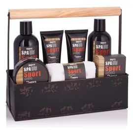 Brubaker Cosmetics Spa Sport Pflegeset für Männer mit Duschgel, Schaumbad, Gesichtscreme, Peeling, Körperlotion, Seife + Waschlappen in Werkzeug...