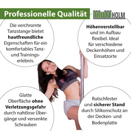 Trutzholm Pole Dance Tanzstange Profi 231 Bis 274cm Durchmesser 45mm ohne Bohren