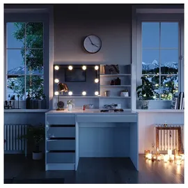 Vicco Schminktisch Sherry Weiß Hochglanz 120 x 75 cm Spiegel Regal LED modern