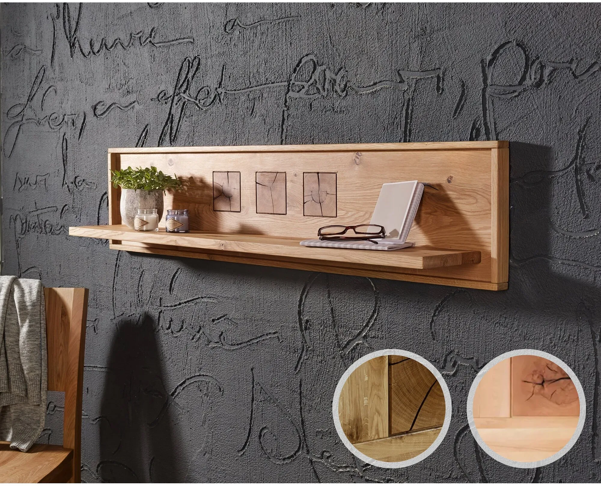 3S Frankenmöbel »Albero« Massivholz Wandboard WZ-0315 / Kernbuche / 130x22x30 cm