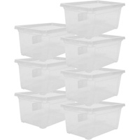 ONDIS24 Aufbewahrungsbox Aufbewahrungsbox Schuhbox Nähbox Lagerbox Allzweckbox Easy XS & Deckel (7 St), durchsichtig, stapelbar