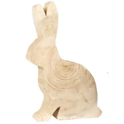 Sitzender Dekohase aus Pappelholz - natur 50 cm