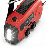 Notfallradio mit Solar & Kurbel, 3X LED Taschenlampe, 2000mAh Powerbank, AM/FM/Wetter, USB-C, SOS-Alarm – Tragbares Überlebens-Kit für Camping, Outdoor, Stromausfall