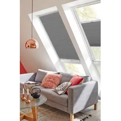 Dachfensterplissee SUNLINES "StartUp Style Honeycomb VD", grau (anthrazit, weiß), B:97,3cm H:141,7cm, Obermaterial: 100% Polyester, Plissees, mit Führungsschienen