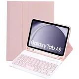 HLTOOP Tastatur Hülle für Samsung Galaxy Tab A9 8,7 Zoll 2023, Abnehmbare Tastatur Mit Stifthalter, Schutzhülle Für Tab A9 8,7 Zoll Tablet SM-X110/X115/X117,Rosa