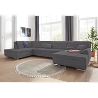 DOMO collection Wohnlandschaft DOMO COLLECTION "Aversa U-Form", schwarz (pepper), B:364cm H:83cm T:201cm, Luxus-Microfaser (100% Polyester);Struktur (100% Polyester);Struktur weich (100% Polyester), Sofas, Wohnlandschaft, wahlweise mit Bettfunktion, frei im Raum stellbar