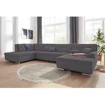 DOMO collection Wohnlandschaft DOMO COLLECTION "Aversa U-Form", schwarz (pepper), B:364cm H:83cm T:201cm, Luxus-Microfaser (100% Polyester);Struktur (100% Polyester);Struktur weich (100% Polyester), Sofas, Wohnlandschaft, wahlweise mit Bettfunktion, frei im Raum stellbar