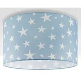 Paco Home Deckenlampe Kinderzimmer Pendelleuchte Lampenschirm Stoff Rund Sterne Design 5 (ø45,5 cm), Deckenleuchte - Weiß