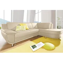 TRENDMANUFAKTUR Ecksofa "Rondo, zeitlos und elegant, bequem, L-Form", beige (creme), B:265cm H:85cm T:190cm, Softlux-Kunstleder;Primabelle-Microfaser;NaturLeder (handschuhweiches Rindsleder in Sitz und Rücken mit SOFTLUX-Kunstleder als Korpus-Bezug);Struktur (23%