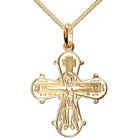 JEVELION Kreuzkette Kreuzanhänger 585 Gold - Made in Germany (Goldkreuz, für Damen und Herren), Mit Kette vergoldet- Länge wählbar 36 - 70 cm oder ohne Kette.