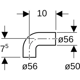 Geberit PE Anschlussbogen 90 Grad DN 56x50mm für Manschette