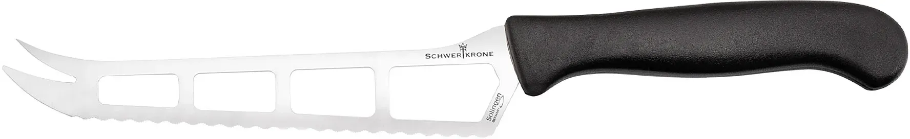 SCHWERTKRONE Käsemesser mit Wellenschliff Klingenlänge 13,5 cm schwarzer Griff