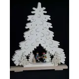 Rudolphs Schatzkiste Schwibbogen mit Tanne mit Striezelkinder und Beleuchtung BxHxT 44x51x7cm NEU Lichterbogen Fensterbogen Spitzbogen Erzgebirge Seiffen Weihnachten Licht Holz Dekoration Beleuchtung