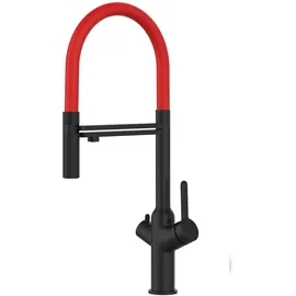 VIZIO 3 Wege Wasserhahn Küchenarmatur Schwarz Matt Rot