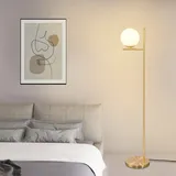 GBLY Stehlampe Wohnzimmer Modern Standleuchte - Gold Industrial Stehleuchte mit Fußschalter Metall Design aus Weiß Glas Standlampe E27 Vintage Bodenlampe Kabel 2m für Schlafzimmer Büro kinderzimmer