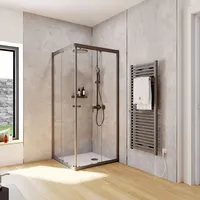 Schulte Duschkabine Corner Eckeinsteig mit Schiebetüren, Montage auf Duschwanne oder Fliese, 4mm ESG Sicherheitsglas, Höhe: 180 cm, 80 x 80 cm, P... - Schwarz