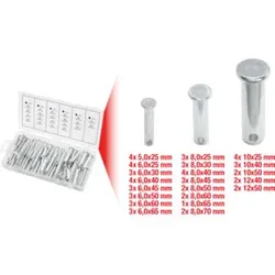 KS Tools Sortiment Sicherungsbolzen, Ø 5-12mm, 21 Größen, 60-teilig