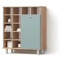Livinity® Badschrank, Grün, 13 Fächer, 1 Schubladen, Rechteckig, 78.4x91.6x34