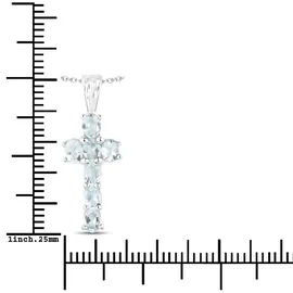 vira jewels Kette mit Anhänger 925 Sterling Silber rhodiniert Glänzend Aquamarine hellblau weiß