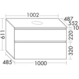Burgbad Lin20 Waschtischunterschrank 100,2 x 55,2 x 66,1 cm Dunkelgrau Matt