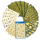 Avery Zweckform Zweckform 844 Aufkleber Weihnachten Sterne gold (Weihnachtssticker, Glitzer, Sternaufkleber gold, selbstklebende Weihnachtsdeko, Basteln, Geschenke, Karten, Tüten) 20 Bogen, 51000