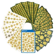 Avery Zweckform Zweckform 844 Aufkleber Weihnachten Sterne gold (Weihnachtssticker, Glitzer, Sternaufkleber gold, selbstklebende Weihnachtsdeko, Basteln, Geschenke, Karten, Tüten) 20 Bogen, 51000