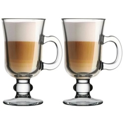Pasabahce Gläser-Set Irish 2er Set Kaffeeglas mit Henkel, Tee, Latte Macchiato weiß