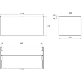 EMCO Waschtisch-Unterschrank 100,8 x 44 x 52,1 cm Schwarz