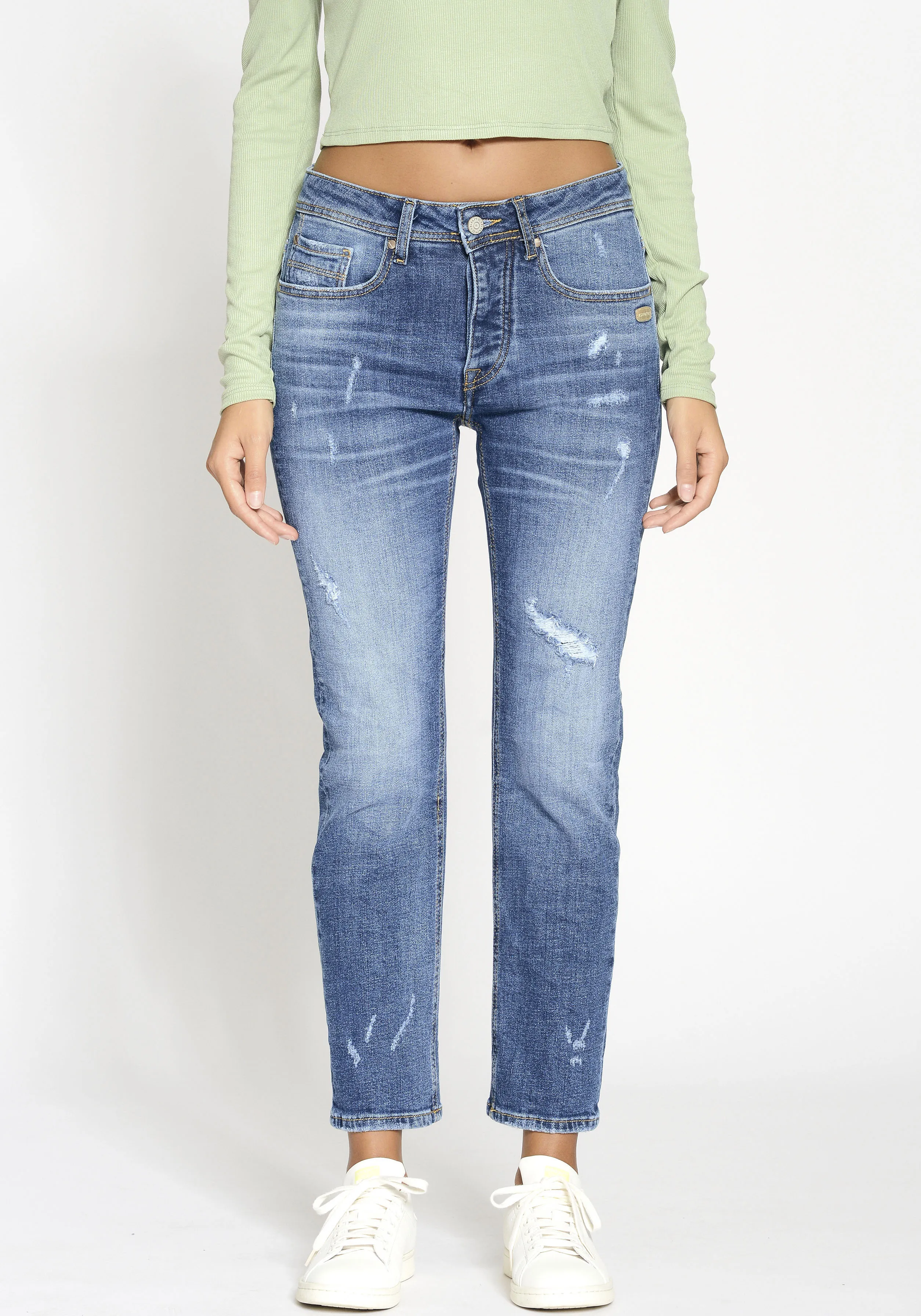 GANG Boyfriend-Jeans »94NICA CROPPED«, mit geraden und verkürzten Beinverlauf GANG midblue 30