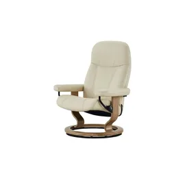 Stressless Relaxsessel Leder 85 x 100 x 77 cm Creme mit Hocker