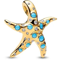 Pandora 763818C01 Charm-Anhänger Funkelnd Blauer Seestern Goldfarben