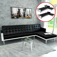 vidaXL Eckcouch Kunstleder 2-Sitzer Schwarz