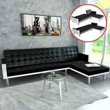 vidaXL Eckcouch Kunstleder 2-Sitzer Schwarz