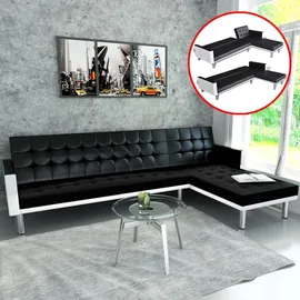 vidaXL Eckcouch Kunstleder 2-Sitzer Schwarz