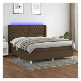 vidaXL Boxspringbett mit Matratze & LED Dunkelbraun 180x200 cm Stoff