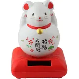 Superfreak Glückskatze Maus - Maneki-Neko - Winkekatze - Solar - 10,5 cm - weiß