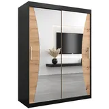 abiks möbel Schwebetürenschrank MONACO 150 x 200 x 62 cm Schwarz