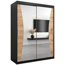 abiks möbel Schwebetürenschrank MONACO 150 x 200 x 62 cm Schwarz