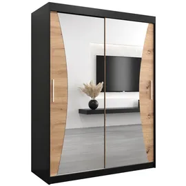 abiks möbel Schwebetürenschrank MONACO 150 x 200 x 62 cm Schwarz