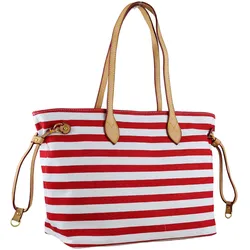 Schultertasche "Bademeister", Damen, Gr. B/H/T: 45cm x 27cm x 15cm one size, rot, Baumwolle, COLLEZIONE ALESSANDRO, Taschen, mit echt Leder Henkeln