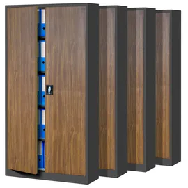 Jan Nowak C001 Aktenschrank 185 x 90 x 40 cm Anthrazit/Holzoptik