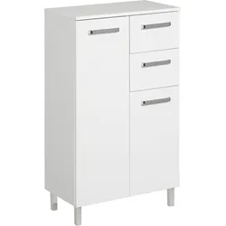 Unterschrank SAPHIR "Quickset Badschrank mit 2 Türen, 2 Schubladen, 60 cm breit", weiß (weiß glanz), B:60cm H:100,5cm T:33cm, Spanplatte, Schränke, Bad-Unterschrank, Badezimmer-Unterschrank inkl. Türdämpfer, Griffe in Chrom Glanz