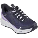 Slip-On Sneaker SKECHERS "GLIDE-STEP", Mädchen, Gr. 36, schwarz (schwarz, lila), Lederimitat, kontrastfarbene Details, Schuhe, Trainingsschuh mit Slip-ins, Größenschablone zum Download