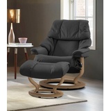 Stressless Relaxsessel STRESSLESS Reno Sessel Gr. Microfaser DINAMICA, Classic Base Eiche, Relaxfunktion-Drehfunktion-PlusTMSystem-Gleitsystem, B/H/T: 75 cm x 96 cm x 75 cm, grau (charcoal dinamica) Lesesessel und Relaxsessel
